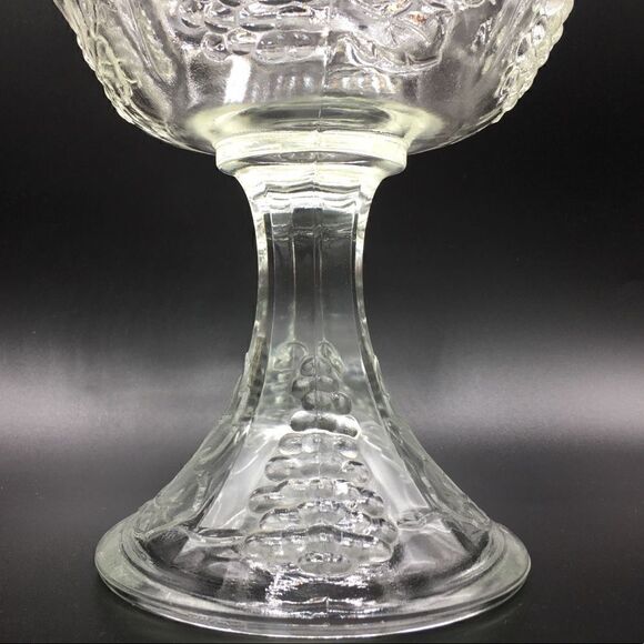 Colony Harvest Clear Pressed Glass Round Compote Dish Pedestal Bowl - Picture 11 of 16